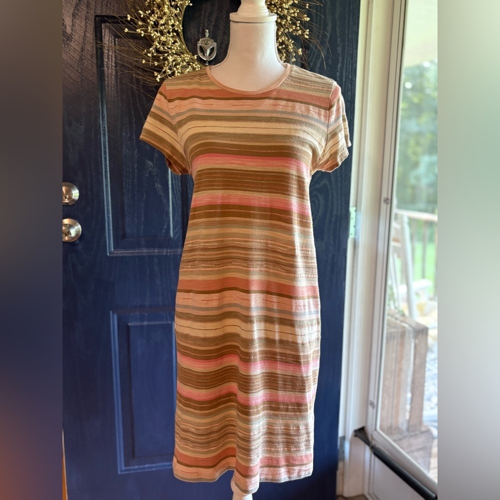 Lauren Ralph Lauren Striped Midi Dress in earthy tones size M